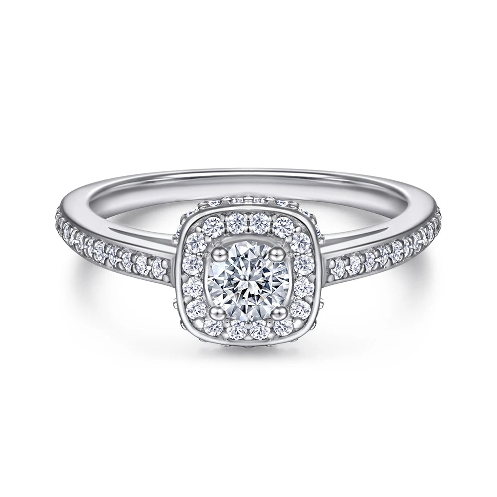 Simple Accent Ring 4mm Round Cut Stable Setting White Gold Colour Female Silver Ring