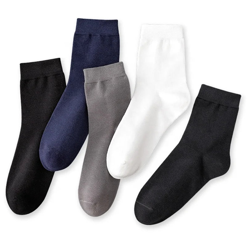 100 Quality Combed Cotton Black White Navy Ribbed Tube Crew Business Socks Men