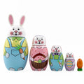 Custom Easter Rabbit New Design Tradirional Nesting Doll Easter Gift Matryoshka Wood Russian Doll