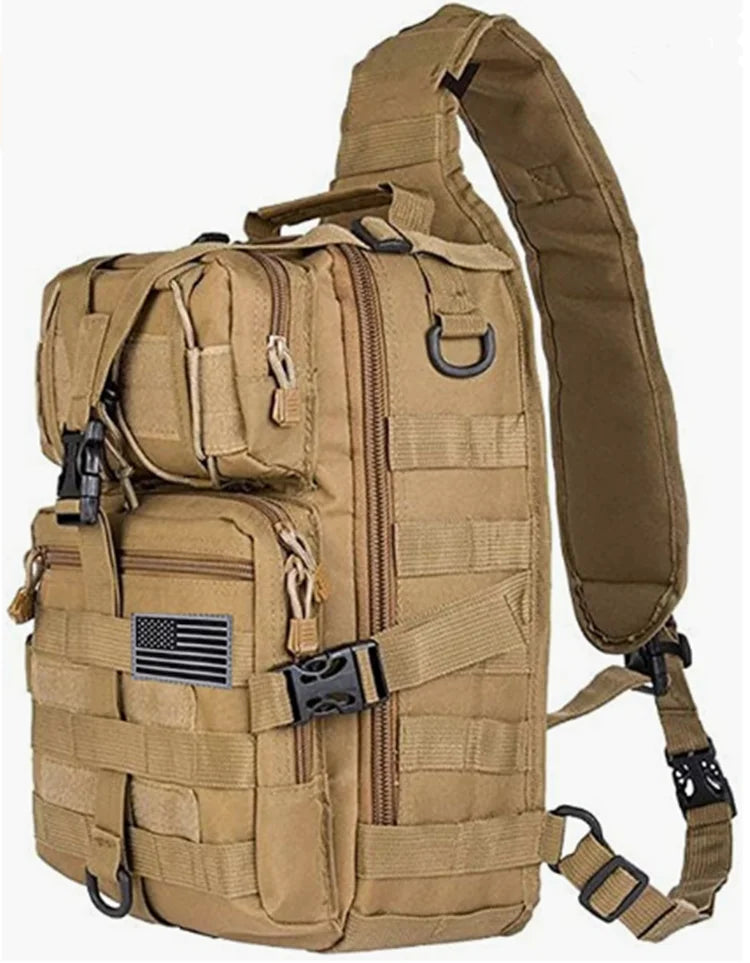 Tactical Crossbody Chest Bag Multifunctional Sling Messenger Pack for Men with MOLLE EDC Shoulder Bag for Outdoor/Travel