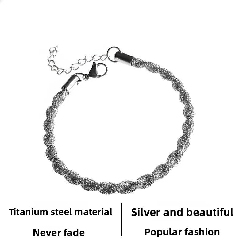 316L Stainless Steel Braided Bracelet Fashionable Personality Hollow Flat Tennis Chain Trendy Elegant Couple Jewelry Gift MegaBDM