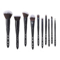 10 Pcs New Black Cutout Highlighter Brush Set Metal Handle Synthetic Hair Angular Blush Style Face Use