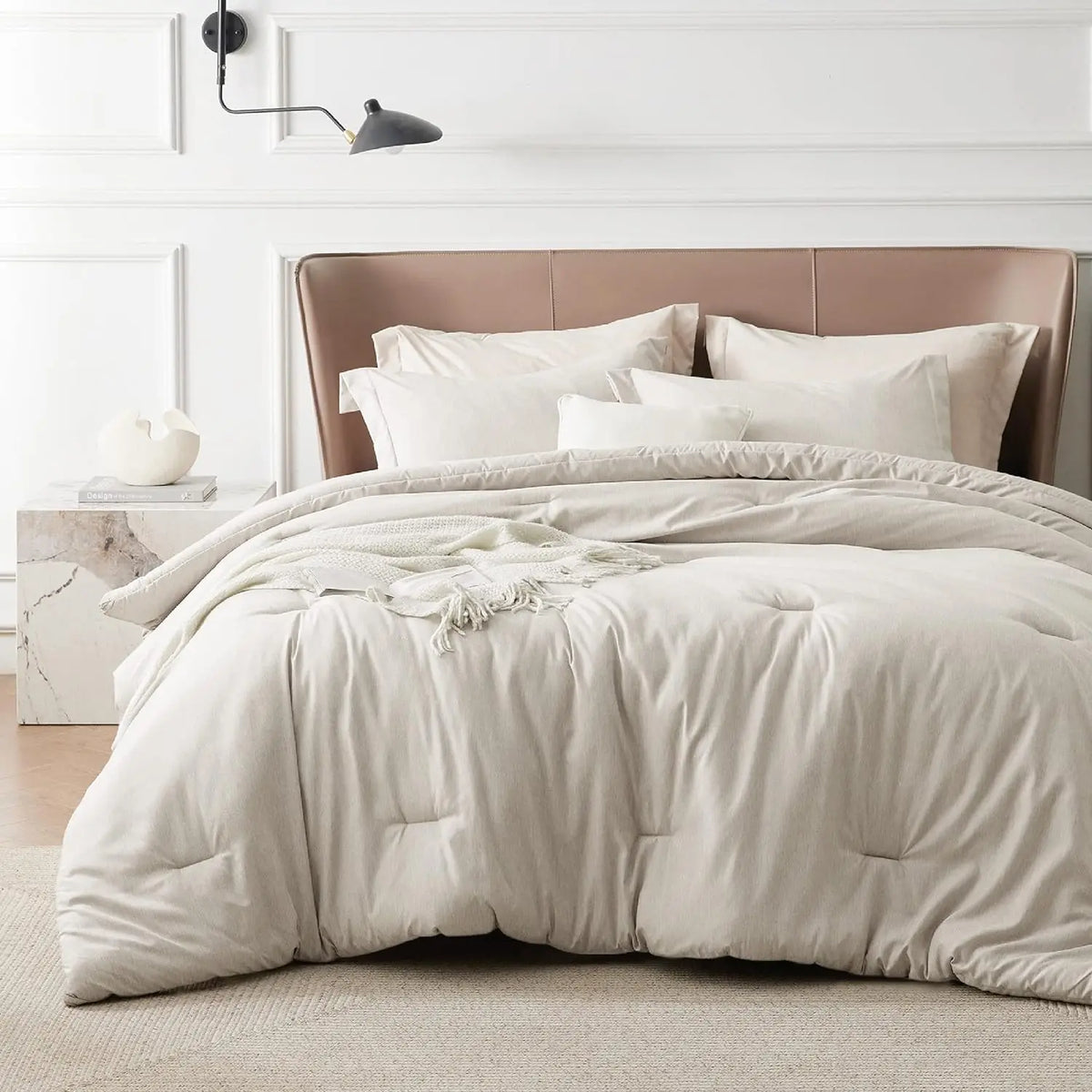Custom Made California King White Microfiber Bedroom Cotton Winter Bed Comforter Sets Printed Pattern Polyester Filling