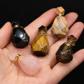 Hongzhuo Healing Crystal Perfume Bottle Stone Pendants Gemstone Faceted Shape Necklace For DIY jewelry Making