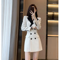 S-XL Autumn New Suit Collar Dress Fashionable Waistband With Waistband and Color Blocking Short A-line Suit Dress