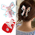 Dopamine-based Checkered Bow Cherry Hair Claws Acetate Personalized Creative Table Tennis Racket Grip Versatile Handmade Shark