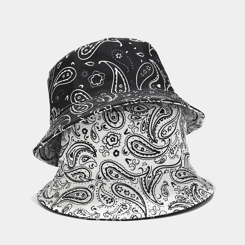Vintage Sunshade Paisley Bandanna Packable Double Sided Sun Fisherman Reversible Bucket Hat Cap