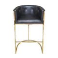 Luxurious Contemporary Polished Brushed Black Leather Metal Frame Bar Furniture Counter Stools for Home Bar Hotel Dining Living