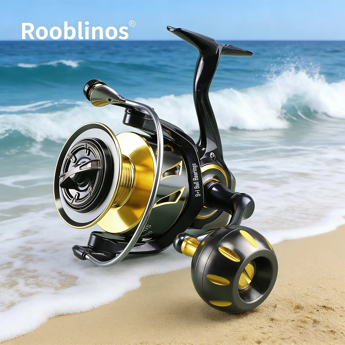 [Germany Stock] Rooblinos SW Left Hand Aluminum Alloy Nylon Ocean Boat Spinning Fishing Reel 5.1:1 Gear Ratio 10 Bearings Line