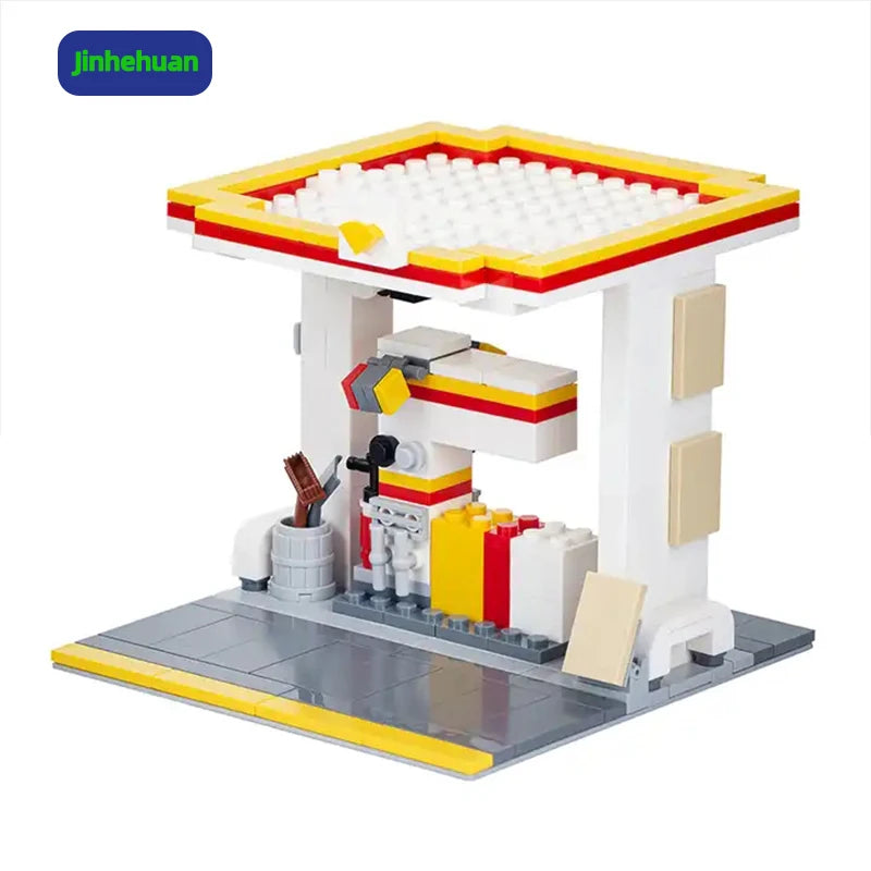City Series Car Gas Station Brick Compatible Street View Educational Toys for Children Boy Creative Gift Building Block Sets