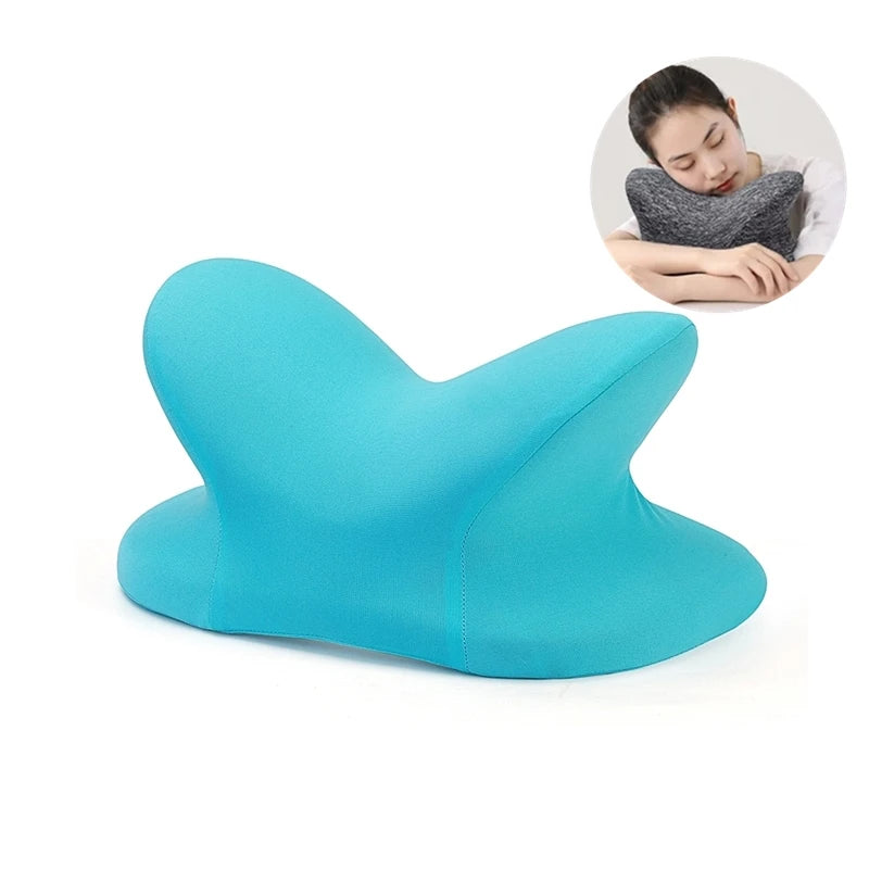 U-Shaped Memory Foam Desk Nap Pillow Woven Office Headrest Lumbar Supporter with Arm Rest Travel Neck Pillow and Seat Cushion