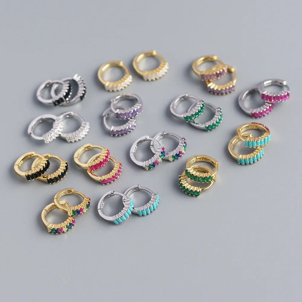 High Quality New Design INS 925 Sterling Silver Jewelry Cubic Zirconia Huggie Hoop Earrings Women YHE0198
