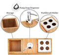 HOMEDEC LY-12 100% Natural Bamboo Bath Caddy Set with Soap Dispenser and Toothbrush Holder for Hotels