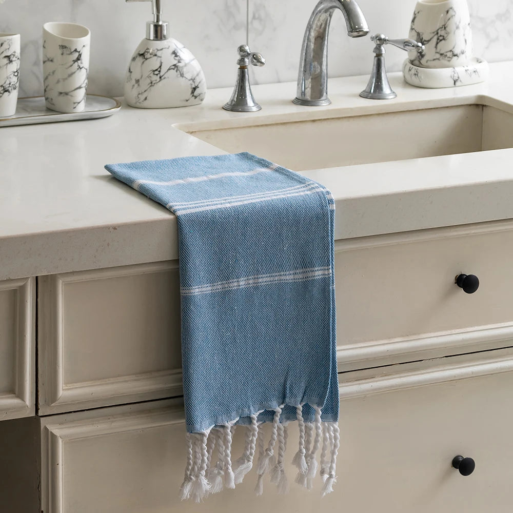100% Cotton Woven Quick-Dry Embroidered Logo Tea Towel Set Kitchen Cleaning Towels Turkish Style for Adults