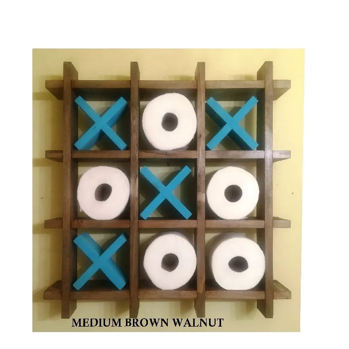 Wooden Farmhouse Decor  Bathroom Decor Tic-Tac-Toe Toilet Paper Holder