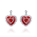 C8235 Abiding Heart Shape Ear Ring Natural Red Agate Stone Jewelry 925 Sterling Silver Earring Studs for Women