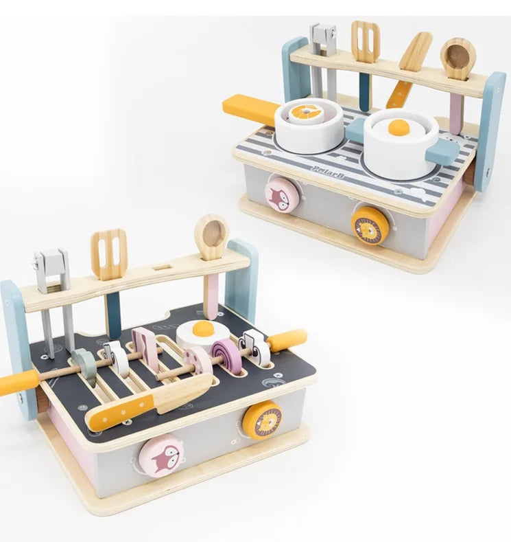 2022 Kids Wooden Kitchen Toy Children Pretend Wooden Kitchen Toys Set for 5 to 7 Years Kids