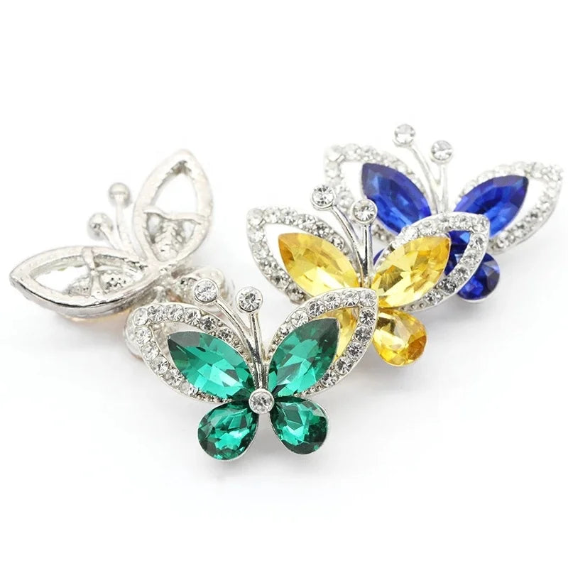 Stylish 3D Butterfly Shaped Button Crystal Rhinestones Sew-On Glass Points for Enhancing Clothes Fabric Sewing