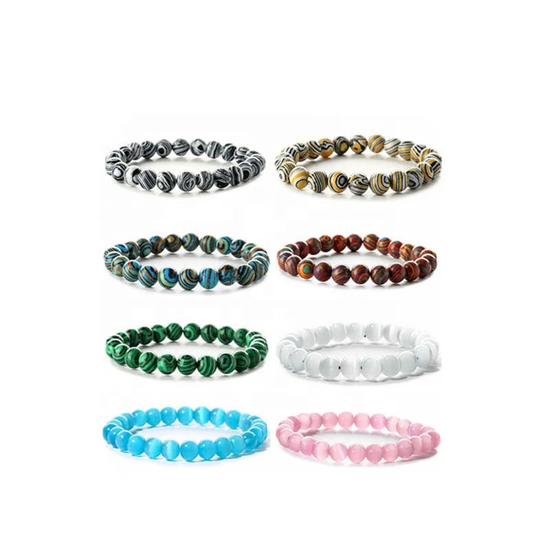 New Arrival 8mm Malachite Bracelet Colorful Bracelets Bead Craft Men's and Women's Natural Stone Bracelet