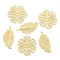 Accessories Stainless Steel Filigree Connector Pendants Flat Round Leaf Flower Pendants for Jewelry Making DIY Decor