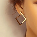 SC Retro Minimalist Square Stud Earrings Gold Plated Korean Earrings Trend Geometric Irregular Exaggerated Hoop Earrings