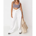 K210405 Custom Logo Fashion Women High Waist White Gym Joggers Cotton Sport Wear Sweatpants Woman Streetwear Wide Leg Sweatpants