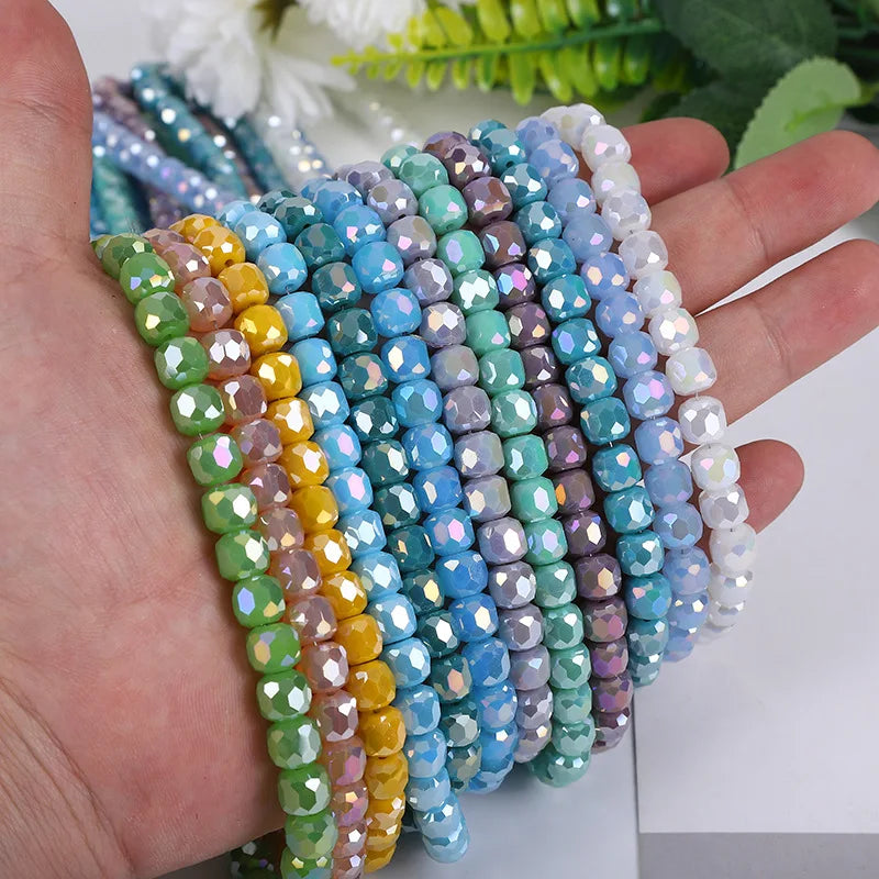 New Arrival 8mm Porcelain Transparent Crystal Beads DIY Bracelet Necklace Accessories Cylinder Glass Beads for Jewelry Making