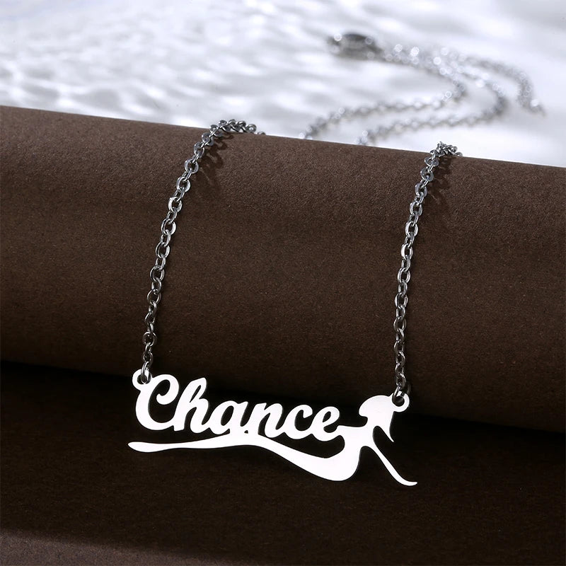 Personalized Woman's Jewelry Gift Necklace Butterfly Type Stainless Steel Necklace Customized Cute Name Necklace