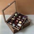 Hot Sale Large Capacity Black Walnut Rectangle Shape Wood Jewelry Case for Ring Earring Necklace Bracelet Display