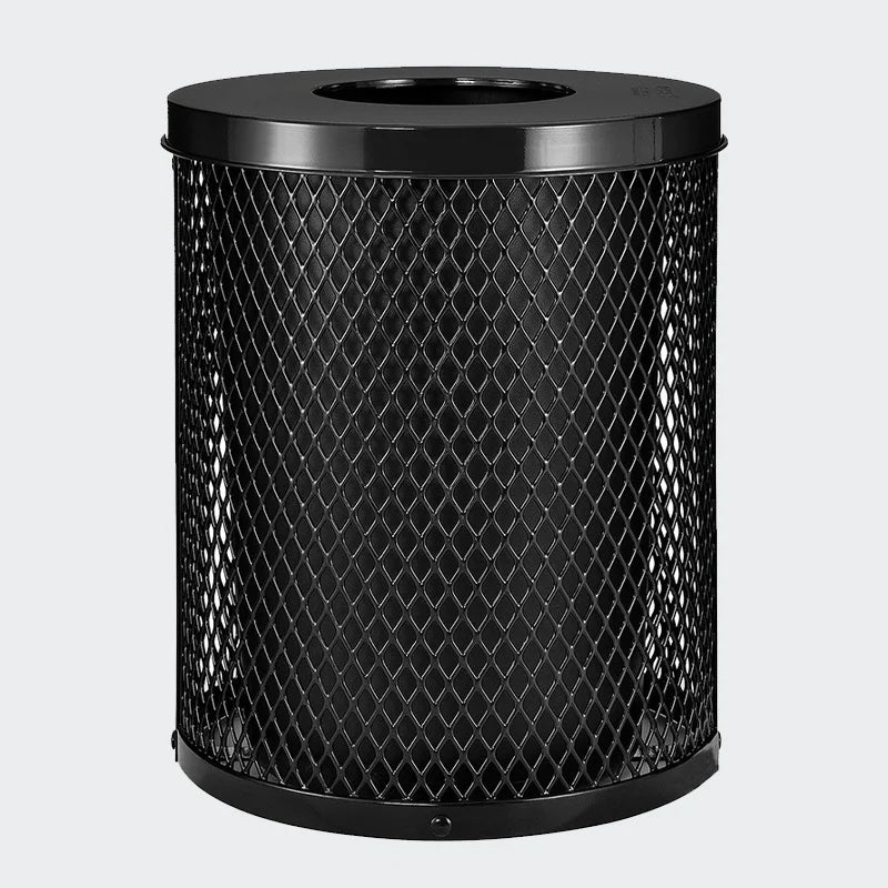 Outdoor Round Steel Mesh Garbage Container Trash Can Outside Park Street Metal Rubbish Waste Bin Commercial Recycling Dustbin