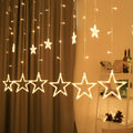 Battery and USB Star Curtain String Lights Connectable Waterproof for Outdoor Use for Ramadan Party Wedding Christmas XJ0090-B