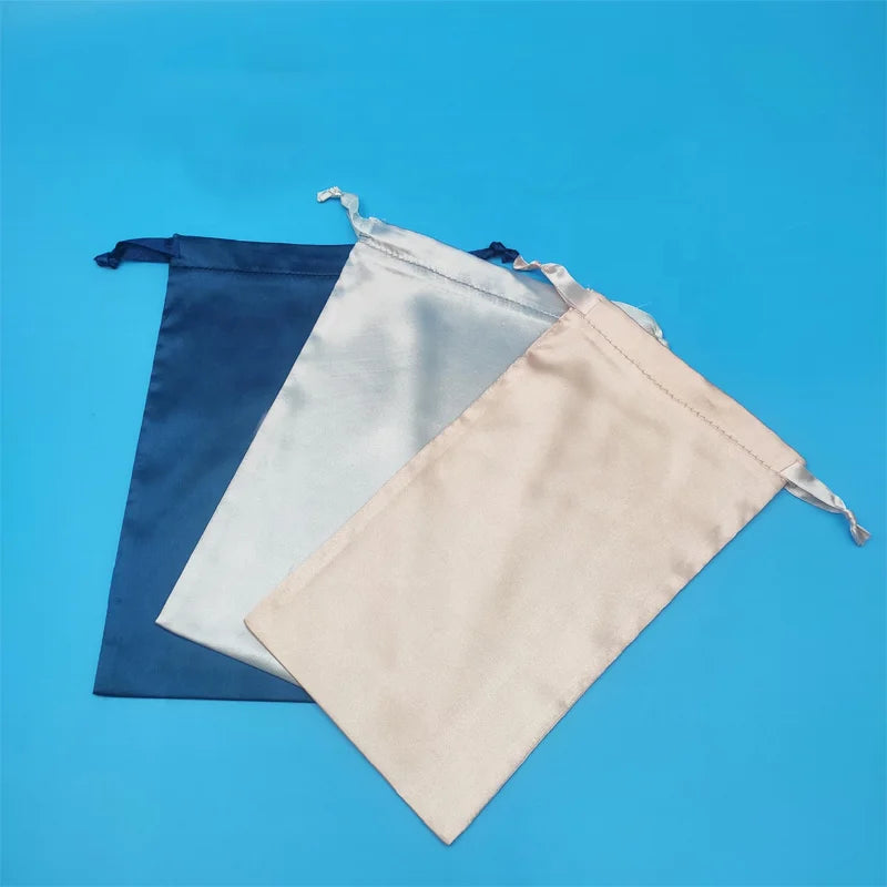 Wholesale Organic Eco-friendly Luxury Silk Satin Drawstring Gift Pouch with Custom Logo & Size (Any Color)