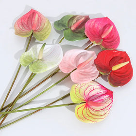 O-X416 Wholesale Colorful 3D Printed Real Touch Anthurium Flowers Home Wedding Decoration Artificial Flower Anthurium