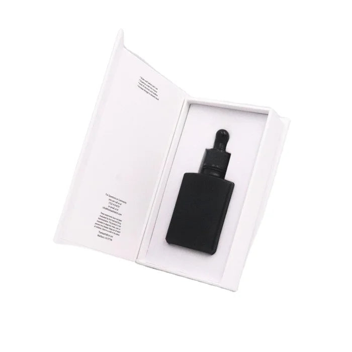 Hot 1oz 30ml Frosted Black square Glass Serum Dropper Bottles Gift Box Packaging 1oz Essential Oil Bead Oil Dropper Bottle