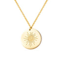 Fashion Sun Shape 18K Gold Titanium Steel Necklace Minimalist Waterproof Round Pendant Stainless Steel Necklace for Women