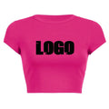Custom logo Summer Female Outfits Round Neck Crop Top Plain Cotton Woman Graphic t Shirts Tees