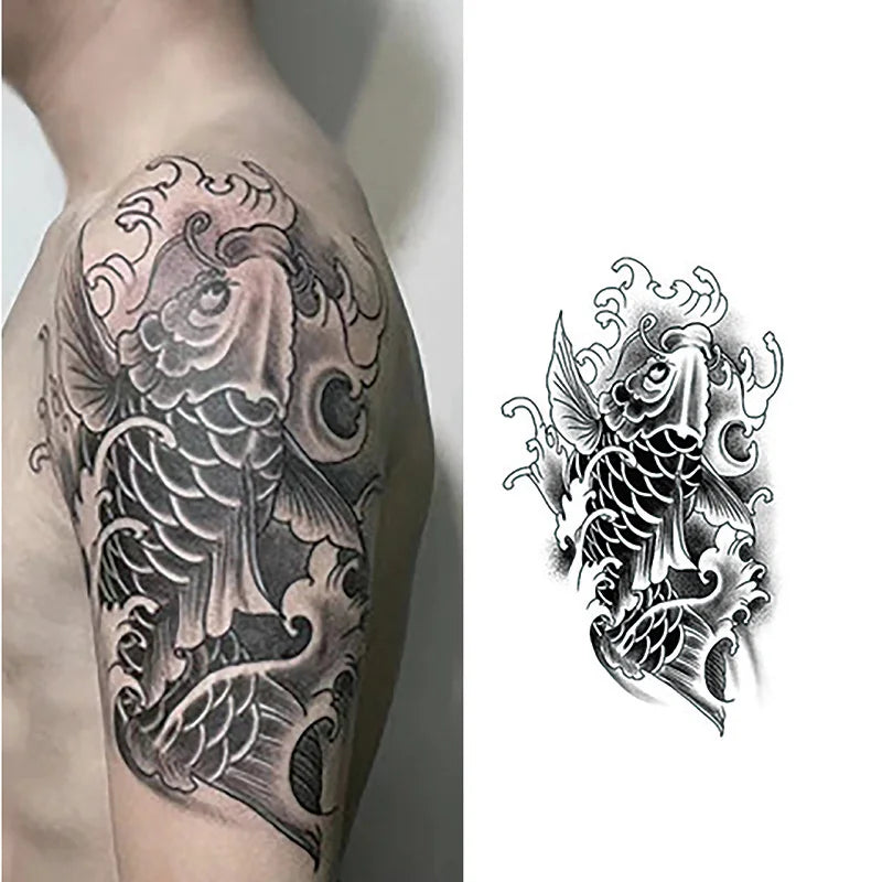 Juice Herbal Arm Tattoo Non-reflective Semi Permanent Ins Wind Male Dark Tie Flower Arm Female Waterproof Fake Tattoo Sticker