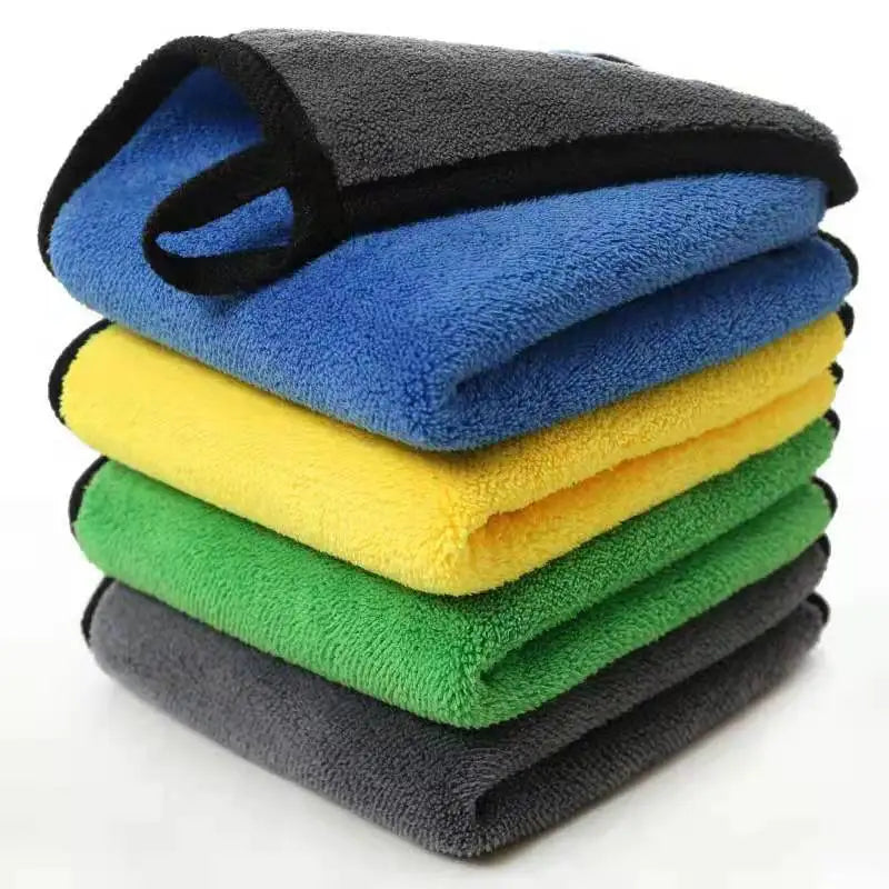 Custom Logo Double-Sided Microfiber Car Towels 500-800gsm Thicken Coral Super Absorbent Car Polishing and Drying for Adults