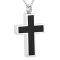 Stainless Steel Enamel Cremation Urn Cross Keepsake Pendant Ashes Holder Memorial Cross Necklace Jewelry Urn Vintage Black