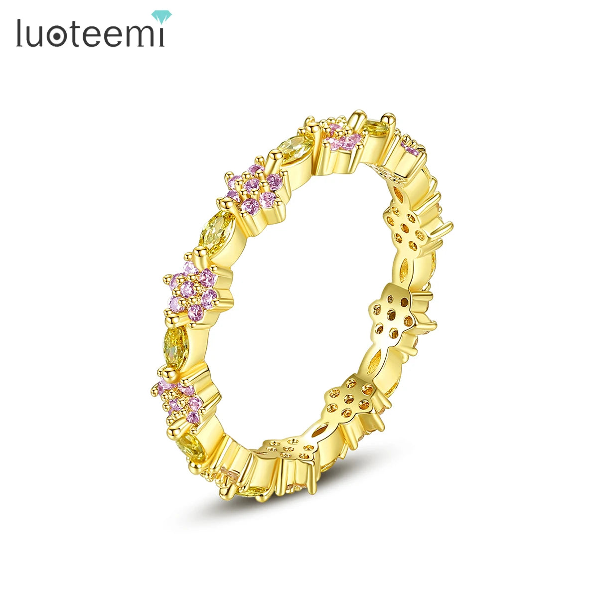 Hiphop Cluster Gold Plated Jewelry 2026 Woman Popular New Summer Accessory Tennis Ring