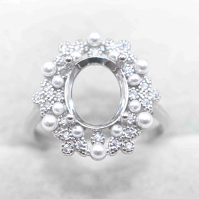 Semi Mount 8*10mm Sterling Silver Ring Empty Frame Blank Support Claws Setting S925 Base Hold Without Center Stone for DIY Inlay