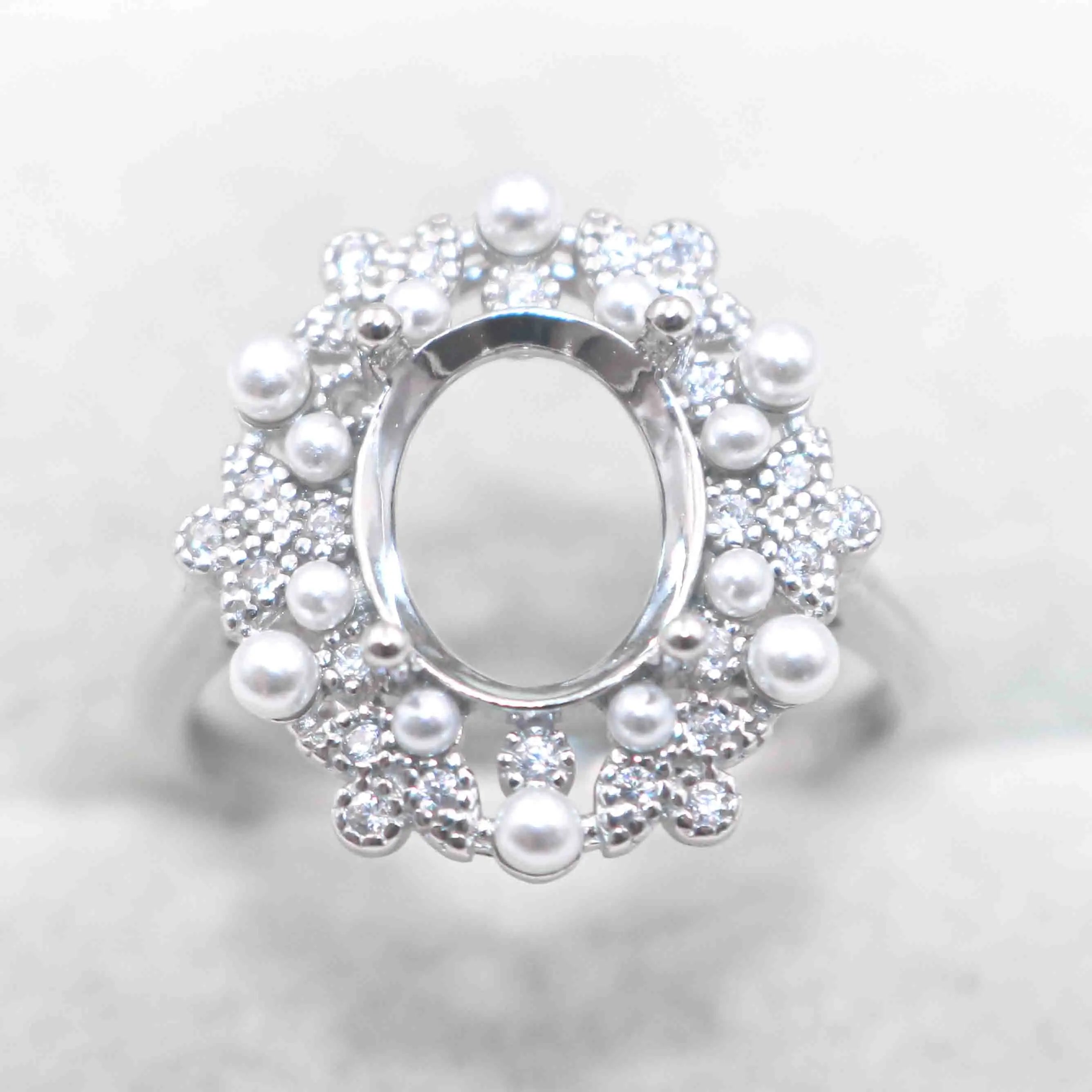 Semi Mount 8*10mm Sterling Silver Ring Empty Frame Blank Support Claws Setting S925 Base Hold Without Center Stone for DIY Inlay
