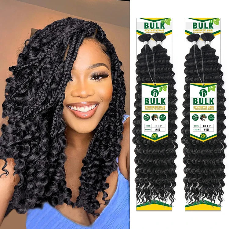 Julianna Wholesale New Arrivals No Weft Synthetic Water Super Wave Deep Bulk Braiding Hair Extensions for Boho Braids