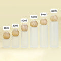 20ml 30ml 50ml 60ml 80ml 100ml Cylindrical Flat Shoulder Glass Bottle Clear Frosted Toner Bottles with Wooden Cap