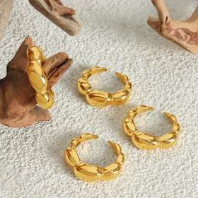 Simple Minimalist Waterproof Non Fading Stainless Steel Gold Plated Open Ring Anillos De Acero Inoxidable