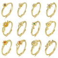 Vintage Style Open Ring Adjustable 12 Month December Flower Birthstone Rings Women Jewelry