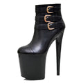 20cm Autumn New Black Thick Heel Metal Buckle Decorative Thick Bottom 8-inch High Heels Fashion Single Shoes Women's Shoes