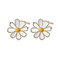 Fashion Boho Jewelry 18K Gold Enamel Plated Flower Sterling Silver Minimalist Earrings