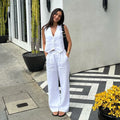 Boutique Wholesale 2026 Summer New Cotton and Linen Sleeveless Vest Casual Fashion Pants Women's Set