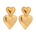Luxury Trendy Double Heart 18K Stainless Steel Gold Plated Silver Plated Smooth Love Titanium Drop Earrings MegaBDM